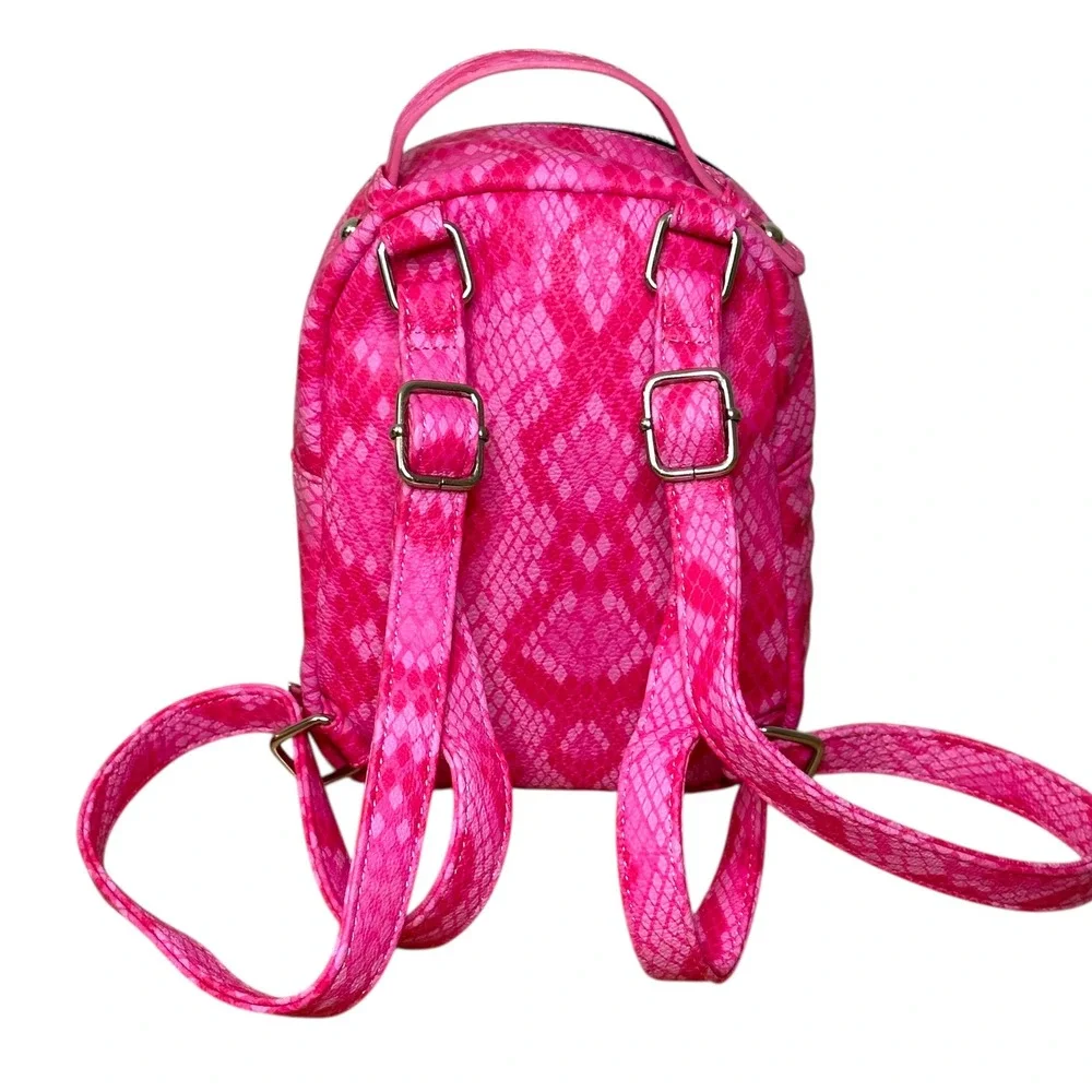 Betsey Johnson Cat Mini Backpack Pink Snakeskin Crossbody Y2K Novelty Bag‎